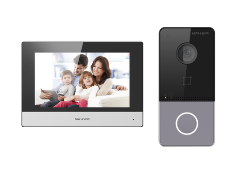 Kit videointercom IP Hikvision DS-KIS603-P(C), Flash 32 MB, memorie RAM 256MB, ecran 7inch touchscreen 1 Kit videointercom IP Hikvision DS-KIS603-P(C), Flash 32 MB, memorie RAM 256MB, ecran 7inch touchscreen