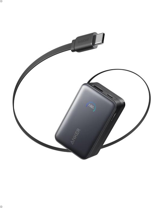 Acumulator extern Anker Nano 10.000 mAh, 45W, cu cablu USB-C InstaCord retractabil (Negru) 1 Acumulator extern Anker Nano 10.000 mAh, 45W, cu cablu USB-C InstaCord retractabil (Negru)