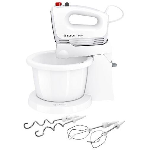 Mixer cu bol Bosch MFQ2600G, 375W, 4 trepte de viteza+turbo, 2 spirale, 2 teluri (Alb) 1 Mixer cu bol Bosch MFQ2600G, 375W, 4 trepte de viteza+turbo, 2 spirale, 2 teluri (Alb)
