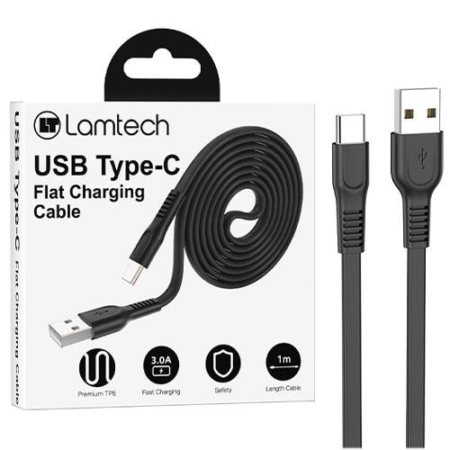 Cablu Date si Incarcare Lamtech, USB la Type-C, Plat, 3A, 1m, Negru 1 Cablu Date si Incarcare Lamtech, USB la Type-C, Plat, 3A, 1m, Negru