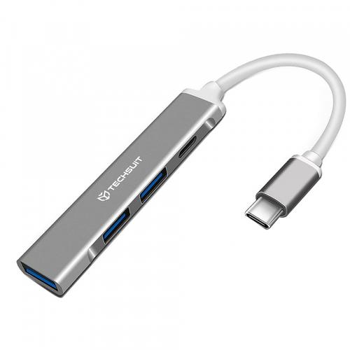 Hub USB-C Techsuit H18 PolarisBridge, 4in1 (Gri/Alb) 1 Hub USB-C Techsuit H18 PolarisBridge, 4in1 (Gri/Alb)