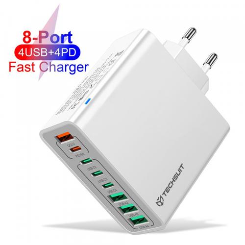 Incarcator Retea Techsuit CHPD224, 65W, 3.25A, 4 x USB-A - 4 x USB-C (Alb) 1 Incarcator Retea Techsuit CHPD224, 65W, 3.25A, 4 x USB-A - 4 x USB-C (Alb)