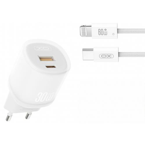 Incarcator Retea Cu Cablu Lightning XO Design L151, 30W, 3A, 1 x USB-A - 1 x USB-C (Alb) 1 Incarcator Retea Cu Cablu Lightning XO Design L151, 30W, 3A, 1 x USB-A - 1 x USB-C (Alb)