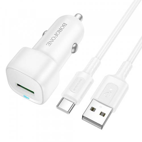Incarcator Auto Cu Cablu USB-C Borofone BZ34 Cloud, 18W, 3A, 1 x USB-A (Alb) 1 Incarcator Auto Cu Cablu USB-C Borofone BZ34 Cloud, 18W, 3A, 1 x USB-A (Alb)