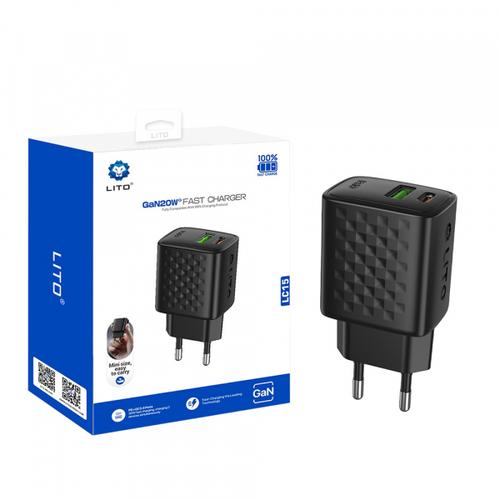 Incarcator Retea Lito LC15, 20W, 3A, 1 x USB-A - 1 x USB-C, Negru 1 Incarcator Retea Lito LC15, 20W, 3A, 1 x USB-A - 1 x USB-C, Negru