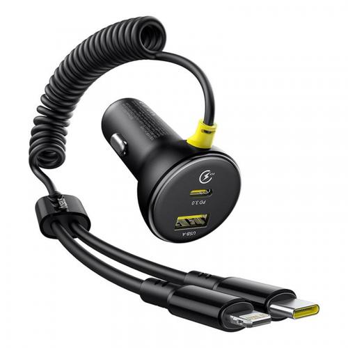Incarcator Auto Cu Cablu USB-C / Lightning Baseus Circular C00035902121-00, 60W, 3A, 1 x USB-A - 1 x USB-C (Negru) 1 Incarcator Auto Cu Cablu USB-C / Lightning Baseus Circular C00035902121-00, 60W, 3A, 1 x USB-A - 1 x USB-C (Negru)
