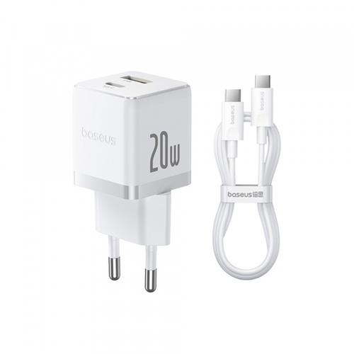 Incarcator Retea Cu Cablu USB-C Baseus Palm, 20W, 3A, 1 x USB-A - 1 x USB-C, P10111608213-01 (Alb) 1 Incarcator Retea Cu Cablu USB-C Baseus Palm, 20W, 3A, 1 x USB-A - 1 x USB-C, P10111608213-01 (Alb)