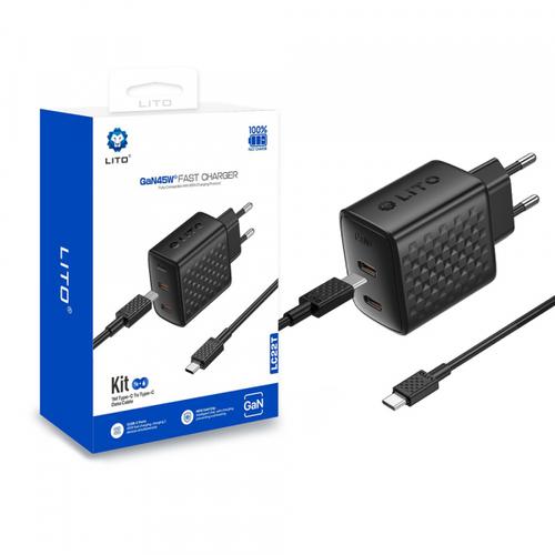Incarcator Retea Cu Cablu USB-C Lito LC22T, 45W, 3A, 2 x USB-C (Negru) 1 Incarcator Retea Cu Cablu USB-C Lito LC22T, 45W, 3A, 2 x USB-C (Negru)