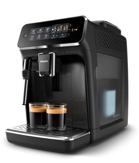 Espressor automat Philips EP3221/40, sistem de spumare a laptelui, 4 bauturi, filtru AquaClean, rasnita ceramica, optiune cafea macinata, ecran tactil, Negru