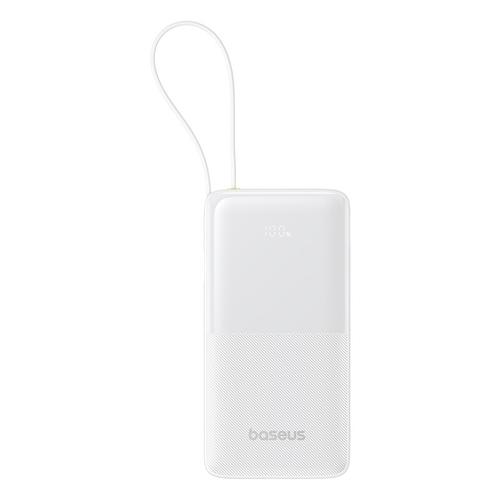 Baterie externa Baseus Bipow 2 20000 mAh, Digital Display, cu cablu USB-C incorporat, 20W (Alb)