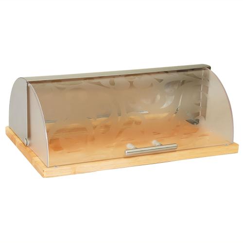 Cutie depozitare paine MAESTRO, Lemn/Otel inoxidabil/Acril, Capac glisant, 39 x 26 x 15 cm, Maro/Argintiu 1 Cutie depozitare paine MAESTRO, Lemn/Otel inoxidabil/Acril, Capac glisant, 39 x 26 x 15 cm, Maro/Argintiu