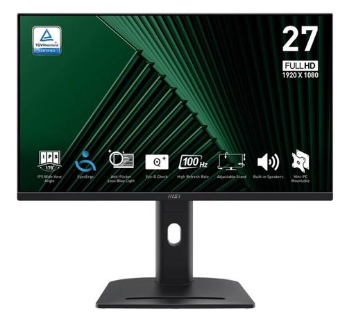 Monitor IPS LED MSI 27inch PRO MP275PG, Full HD (1920 x 1080), VGA, HDMI, DisplayPort, Boxe, Pivot, 100 Hz, 1 ms (Negru)