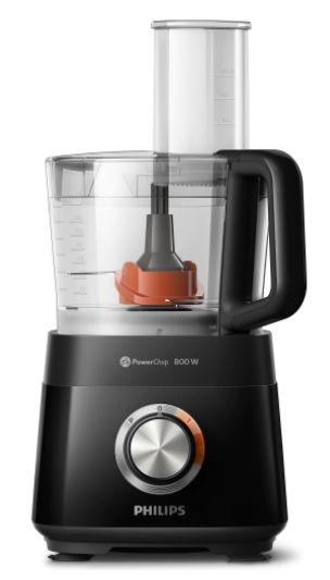 Robot de bucatarie Philips Viva Collection HR7510/10,800 W, Tehnologie PowerChop, 29 de functii, Vas rezistent de 1.5 L, Disc 2 in 1, Presa de citrice, Tub XXL de alimentare (Negru)