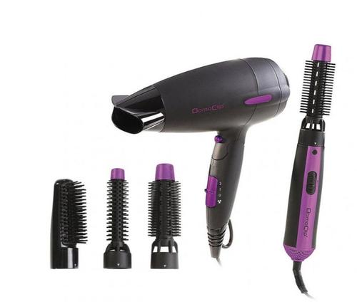 Set uscator si perie par Domoclip DOS122, 2 Viteze, 3 Trepte temperatura, 1800 W (Negru/Mov)