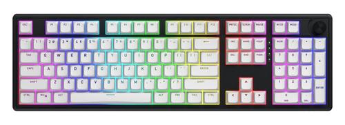 Tastatura Hator Skyfall 100, Wireless 2.4Ghz, Wired, Bluetooth, iluminare RGB (Negru/Alb)