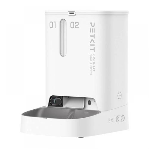 Dozator automat mancare animale de companie Petkit Yumshare Dual, 5l, cu camera, control prin aplicatie (Alb)