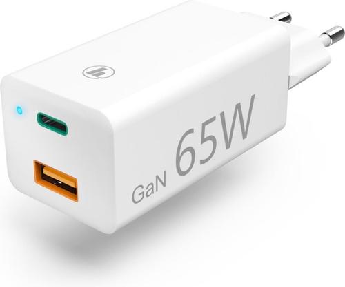 Incarcator Hama GaN Charger, USB-C PD + USB A, 65W (Alb)