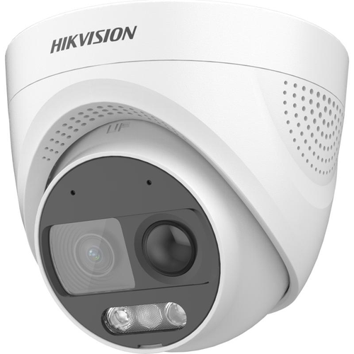 Camera supraveghere exterior Turret PIR Hikvision ColorVu DS-2CE72DF3T-PIRXOS, 2 MP, lumina alba 20 m, 2.8 mm, microfon si difuzor, sirena, detectie miscare, IP67