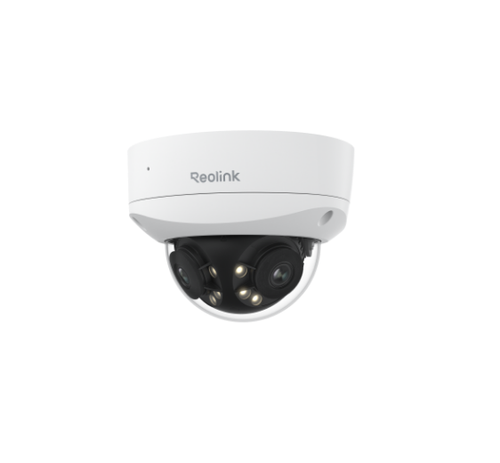 Camera supraveghere exterior IP Dome cu lentila duala Reolink Duo 3V P757, 8+8 MP, 2.8 mm, IR 30 m, 180 grade, microfon si difuzor, night vision color, detectie om/vehicul/animal, timelapse, slot card, sirena, IP67, PoE