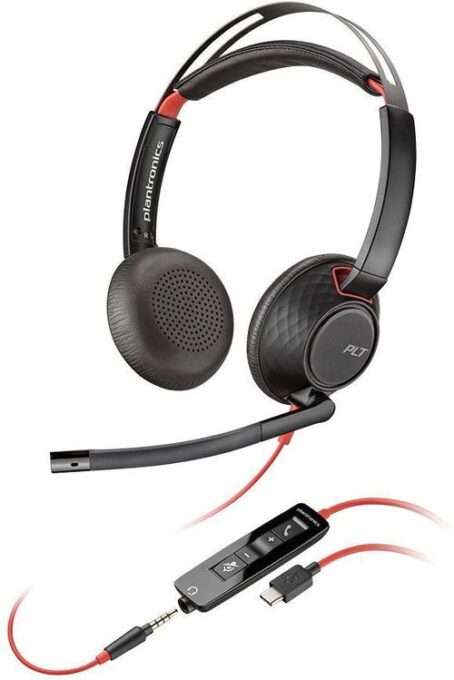 Casca Call Center Poly Blackwire C5220, USB-C, Jack 3.5 mm, Binaural (Negru)