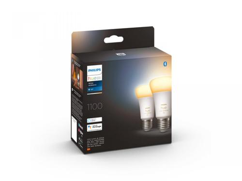 Pachet 2 becuri LED inteligente Philips Hue, Bluetooth, Zigbee, A60, E27, 8W, 800 lm, lumina alba (2200-6500K)