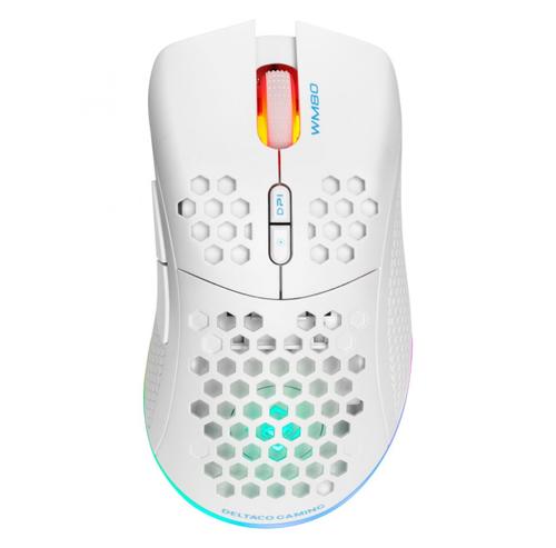 Mouse Gaming Wireless DELTACO GAMING DM220, Ultralight, 4800DPI, USB (Alb)