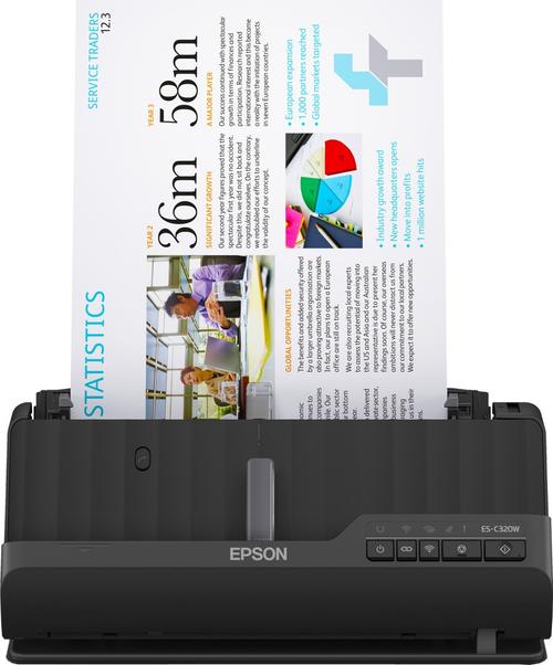 Scanner EPSON WorkForce ES-C320W, A4, 600dpi, 30ppm, ADF, USB, Wireless (Negru)