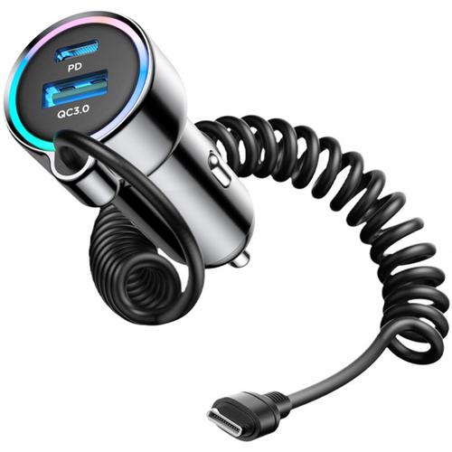 Incarcator auto cu fir Joyroom JR-CL07, 90W, 1 x USB-A, 1 x USB-C (Negru)