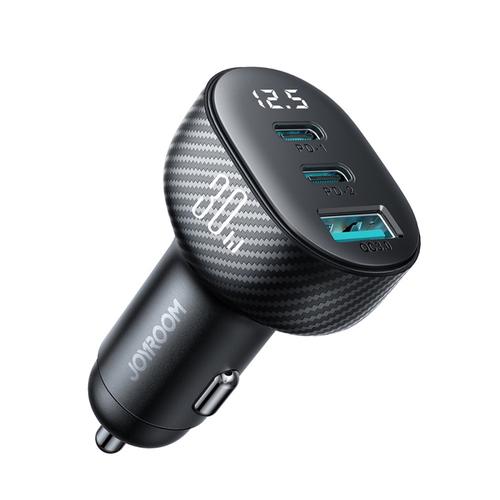 Incarcator auto Joyroom JR-CCD04, 30W, 1 x USB-A, 2 x USB-C (Negru)