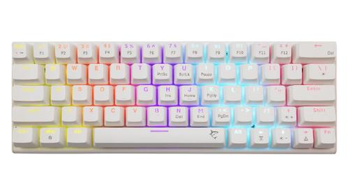 Tastatura Mecanica Gaming cu fir White Shark WAKIZASHI v2, RED Switch, Tip Compact Carry-On, Full Anti-Ghosting, Taste Iluminate Rainbow LED, Cablu 1.5m USB-C-USB-A Detasabil (Alb)