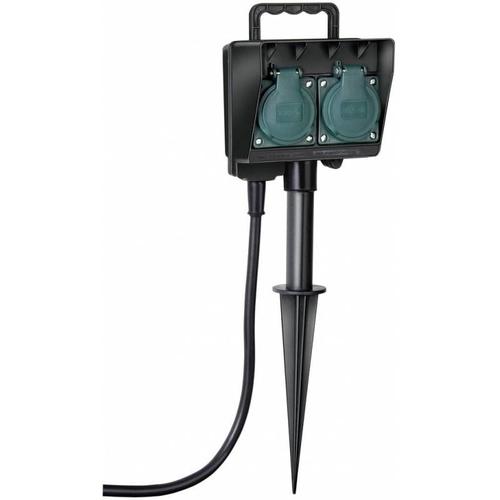 Priza multipla de gradina, 2 posturi, cablu 1.4 metri, Brennenstuhl, Impamantare si protectie IP44, Protectie copii