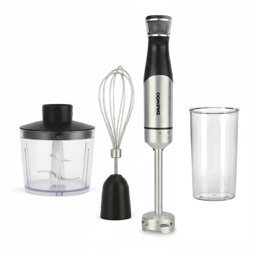 Mixer vertical Daewoo DHB100X, putere 1000 W, tija detasabila din inox, 6 trepte de viteza, functie turbo, lama din inox (Negru/Argintiu)