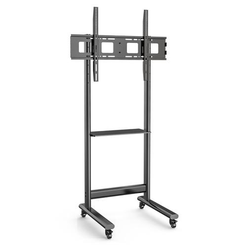 Stand TV mobil pe roti, raft pentru dispozitive multimedia, 50 - 90 inch, reglabil, Techly ICA-TR74, Negru