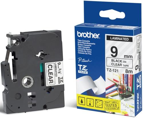 Banda laminata Brother TZ 8m/9mm (Negru/transparent)