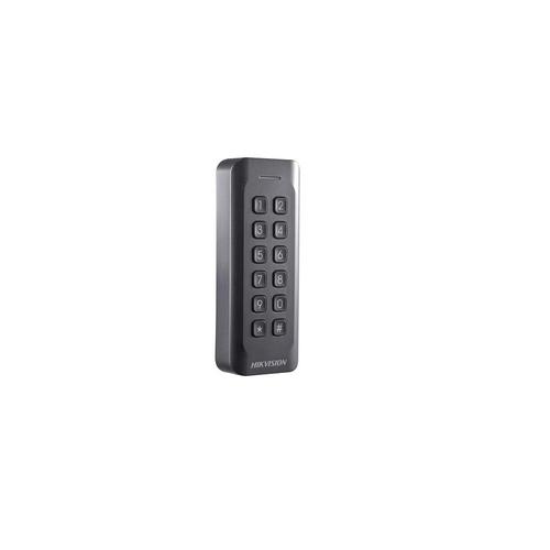 Cititor card cu tastatura Hikvision, DS-K1802MK; citeste carduri MIFARE; frecventa operare: 13.56MHz; indicator LED de stare si alimentare; Processor: 32-bit; Reading Range: <50mm (<1.97); Supports Wiegand (W27/W35) protocol, Dust-proof, IP 65