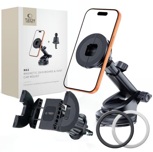 Suport Auto Magnetic Tech-Protect N62 2in1, Universal (Negru)