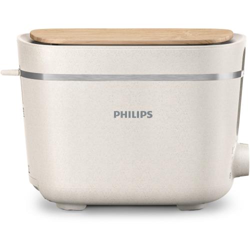 Prajitor de paine Philips HD2640/10 Conscious collection, 830 W, 2 sloturi, Corp plastic reciclat pe bază bio, 8 setări de rumenire, Oprire automată, Suport pentru chifle integrat, Capac de praf detașabil, Tavă pentru firimituri