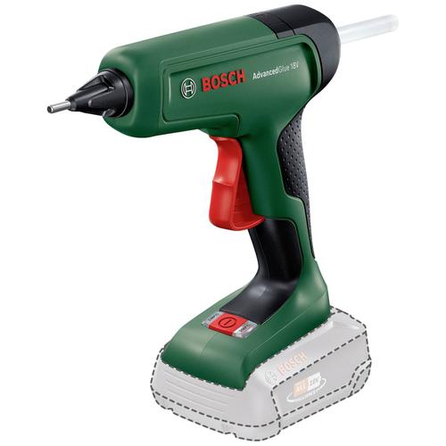 Pistol de lipit pe acumulator Bosch AdvancedGlue 0603264800, 18 V, 20 g/min capacitate lipire, 11 mm diametru bagheta, 200 °C temperatura, fara acumulator/incarcator + Starter Kit Bosch Alliance 1600A02625, acumualtor 18V, 2.5 Ah, incarcator