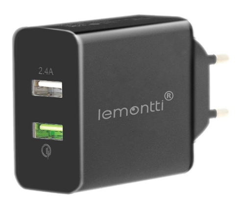 Incarcator Retea Quick Charge Lemontti Dual USB LIRQ3N3A (Negru) 1 Incarcator Retea Quick Charge Lemontti Dual USB LIRQ3N3A (Negru)