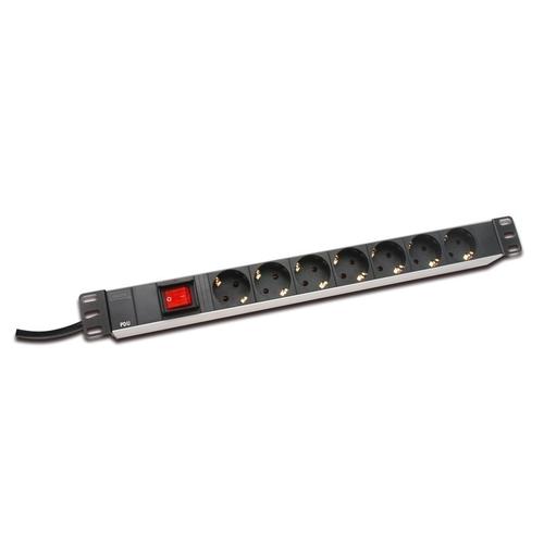 PDU din aluminiu , Digitus , 7 prize Schuko , negru 1 PDU din aluminiu , Digitus , 7 prize Schuko , negru