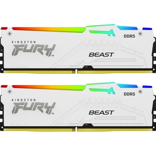 Memorii Kingston FURY Beast RGB White, 32 GB (2x16GB), DDR5, 5600 MHz, CL36, EXPO