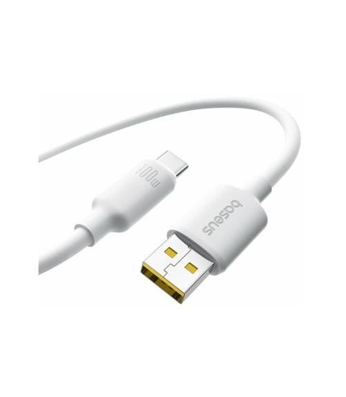 Cablu de date si alimentare Baseus Fast Charging E0426805, USB la USB Type-C, 100 W, 2m (Alb)
