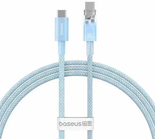 Cablu de date si alimentare Baseus Explorer, 100 W, USB-C la USB-C, Smart Temperature Control, P10319703311-00 (Albastru)