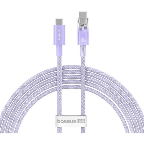 Cablu de date / adaptor Baseus Explorer Smart, USB-C Male la USB-C Male, 100 W, 2 m (Violet)