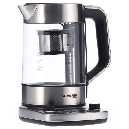 Fierbator profesional Severin WK 3422, control digital, 3000W, volum XXL 1,7 L, baza 360°, 5 programe prestabilite, inox / sticla