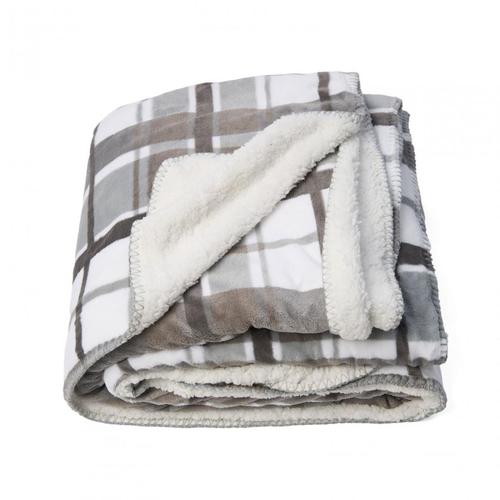 Patura blanita carouri gri 160x200 cm, Heinner HR-BLKSHP160-GREY 1 Patura blanita carouri gri 160x200 cm, Heinner HR-BLKSHP160-GREY