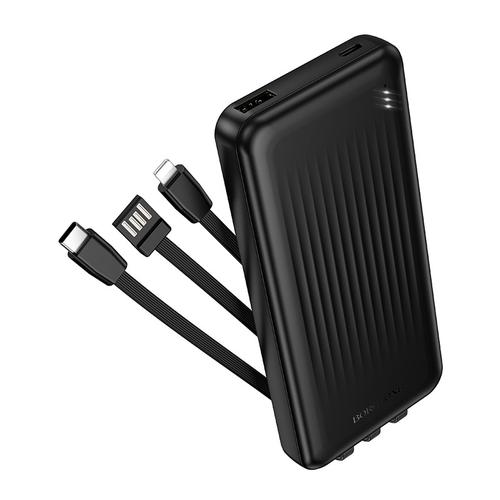 Baterie externa Borofone BJ79, 10000 mAh, 1x USB, 1x USB-C, 22.5 W, include cabluri integrate: 1 x USB Type-C, 1 x USB, 1 x Iphone Lightning total 5V/2A (Negru) 1 Baterie externa Borofone BJ79, 10000 mAh, 1x USB, 1x USB-C, 22.5 W, include cabluri integrate: 1 x USB Type-C, 1 x USB, 1 x Iphone Lightning total 5V/2A (Negru)