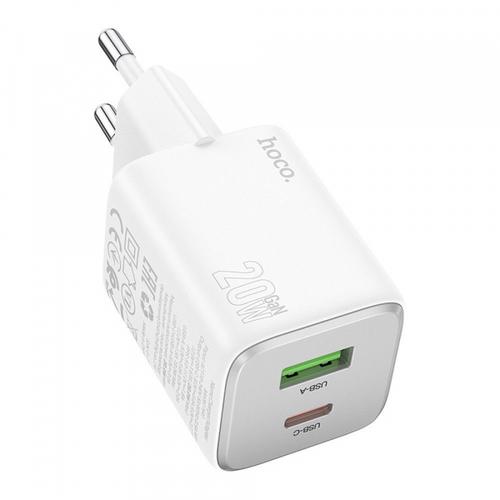 Incarcator Retea HOCO N41, 20W, 3A, 1 x USB-A - 1 x USB-C, Alb
