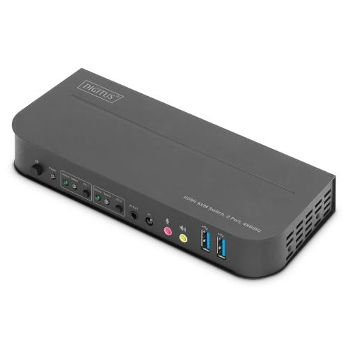 Switch KVM Digitus, Metal, 2x1 HDMI, USB, 178x75x26mm, Gri