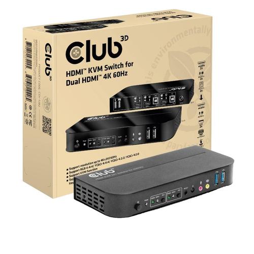 Switch, Club3D, HDMI, 4K 60Hz, Negru